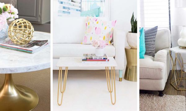 DIY - Fabriquer une table avec un plateau en faux marbre imitation