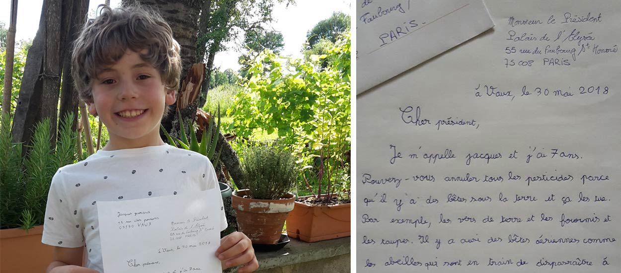 Jacques, 7 ans et demi, écrit au président pour lui demander “d'annuler tous les pesticides”