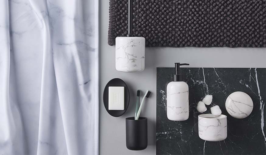 accessoires salle de bains effet marbre