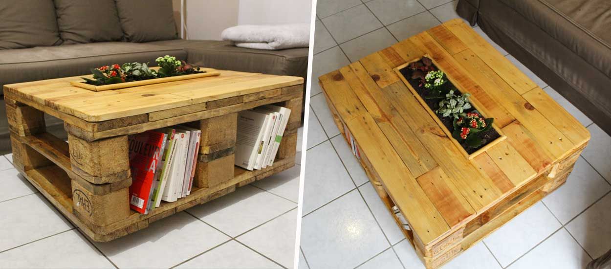 Tuto : Fabriquez une table basse en palette avec sa jardinière