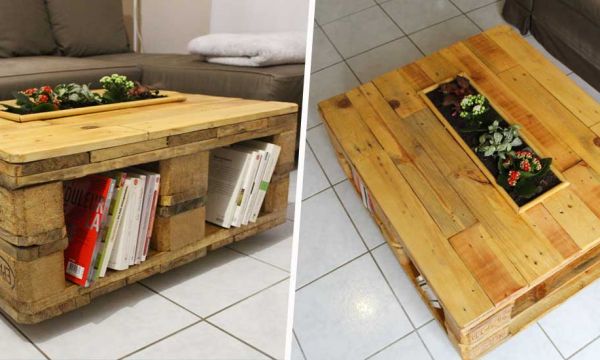 Tuto : Fabriquez une table basse en palette avec sa jardinière