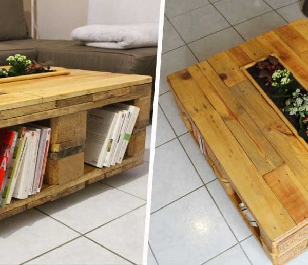 Tuto : Fabriquez une table basse en palette avec sa jardinière