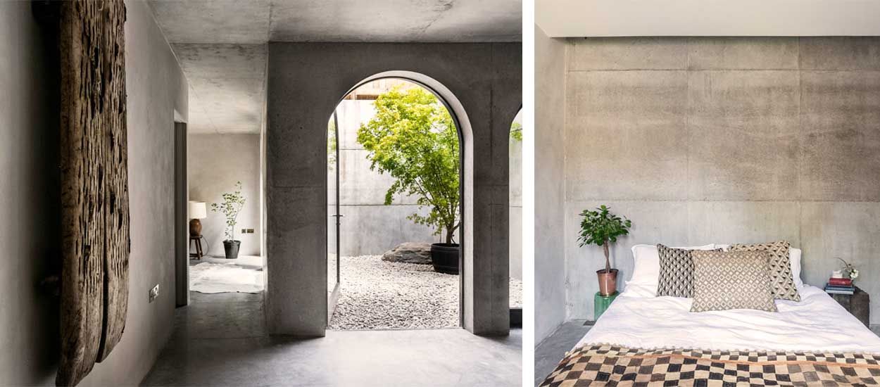 Cette maison Wabi-sabi tout en béton est une oasis de tranquillité