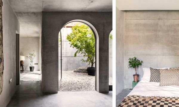 Cette maison Wabi-sabi tout en béton est une oasis de tranquillité