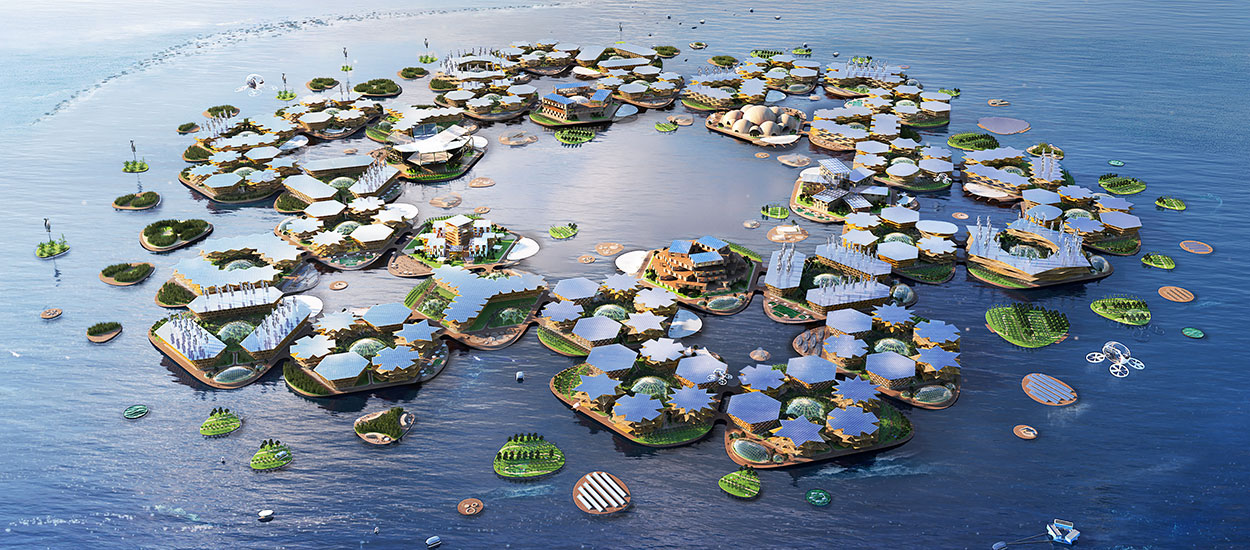 Projet futuriste une ville sur l