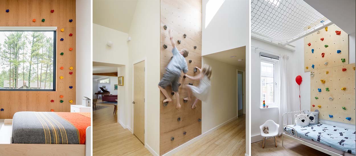 Belles idées pour installer un mur d'escalade intérieur pour enfant