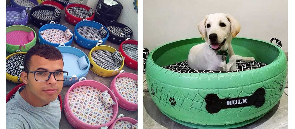 Ce Brésilien transforme des pneus usagés en panier pour nos animaux domestiques