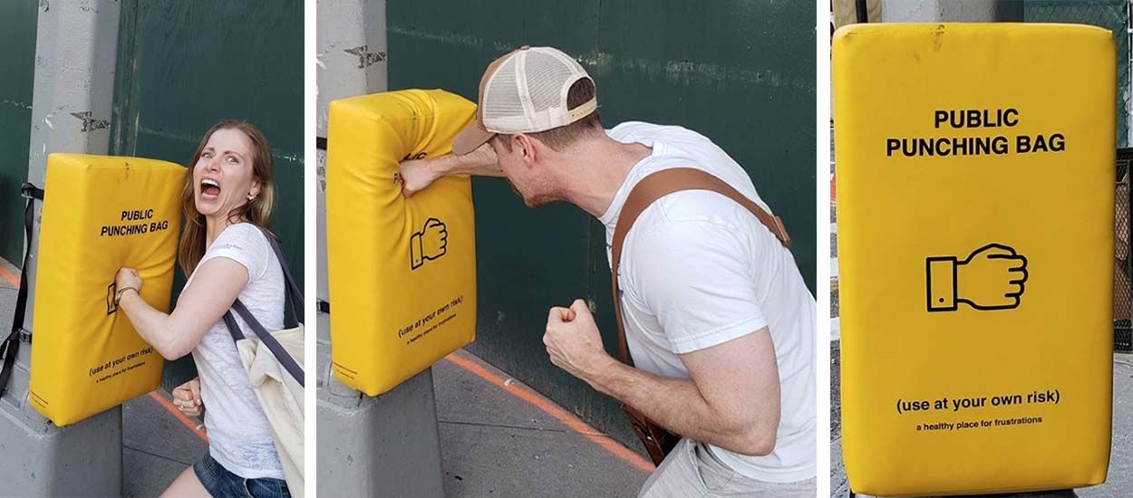 Ã New-York, la ville a installÃ© des sacs de frappe pour dÃ©tendre les passants !