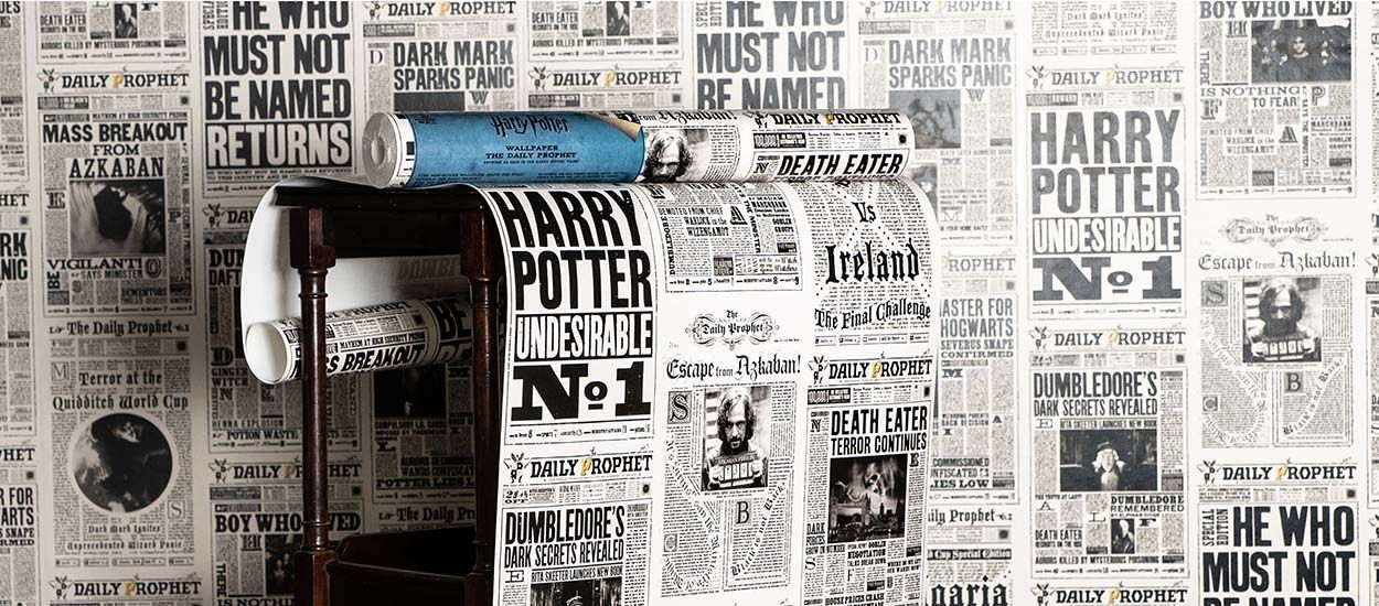 Papier peint Vif d'Or - L 10 m x l 52 cm - Or, blanc - HARRY POTTER