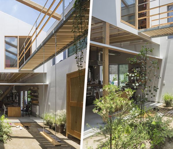 Cette maison de ville japonaise est complètement ouverte sur son jardin intérieur