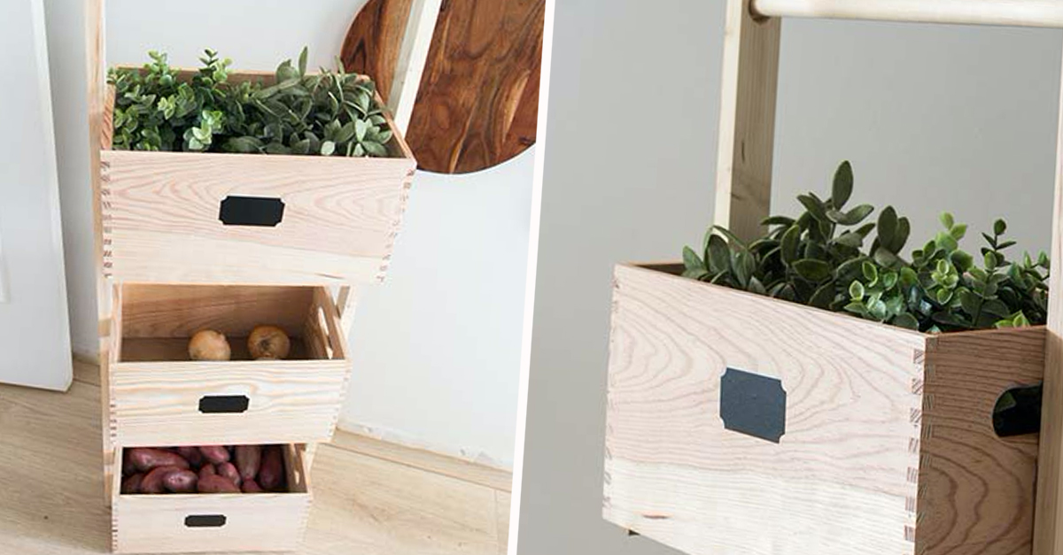 DIY pour détourner des caisses en bois en rangement à légumes