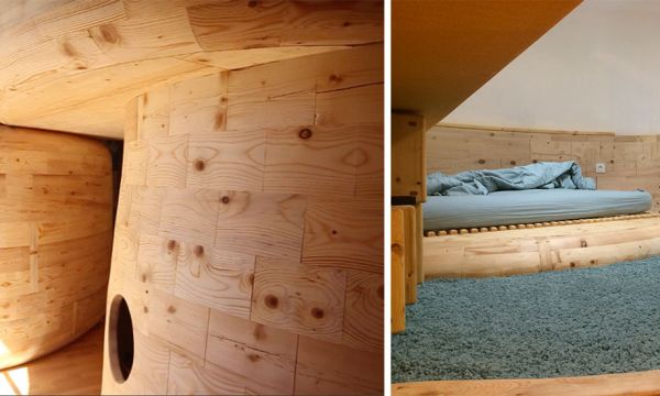 Ce papa a construit trois mini cabanes pour que ses enfants dorment dans la même chambre