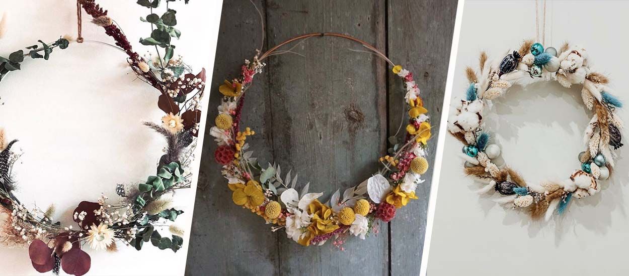 9 inspirations pour fabriquer votre couronne de fleurs séchées