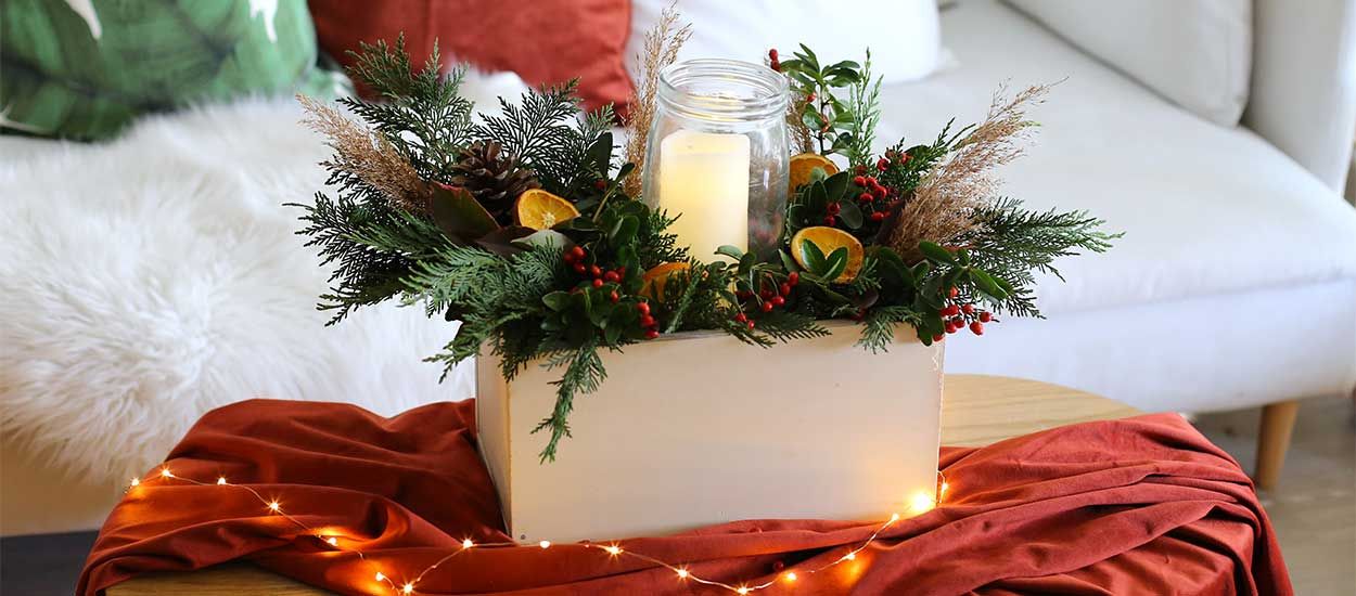 Tuto : Réalisez un centre de table très nature pour Noël