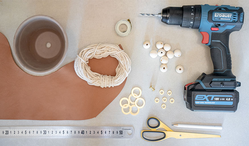 Tutoriel suspension en cuir pour plante matériaux