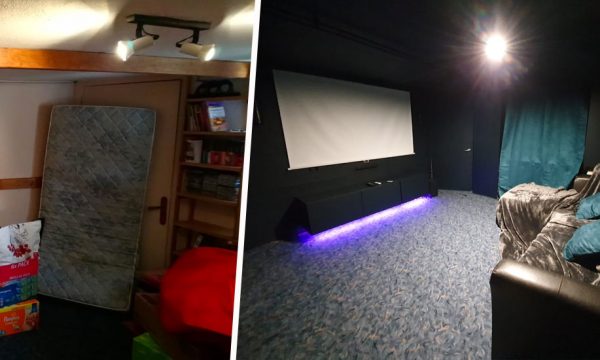 Avant / Après : Bricoleur débutant, il refait toute sa maison (et aménage une salle de ciné !)