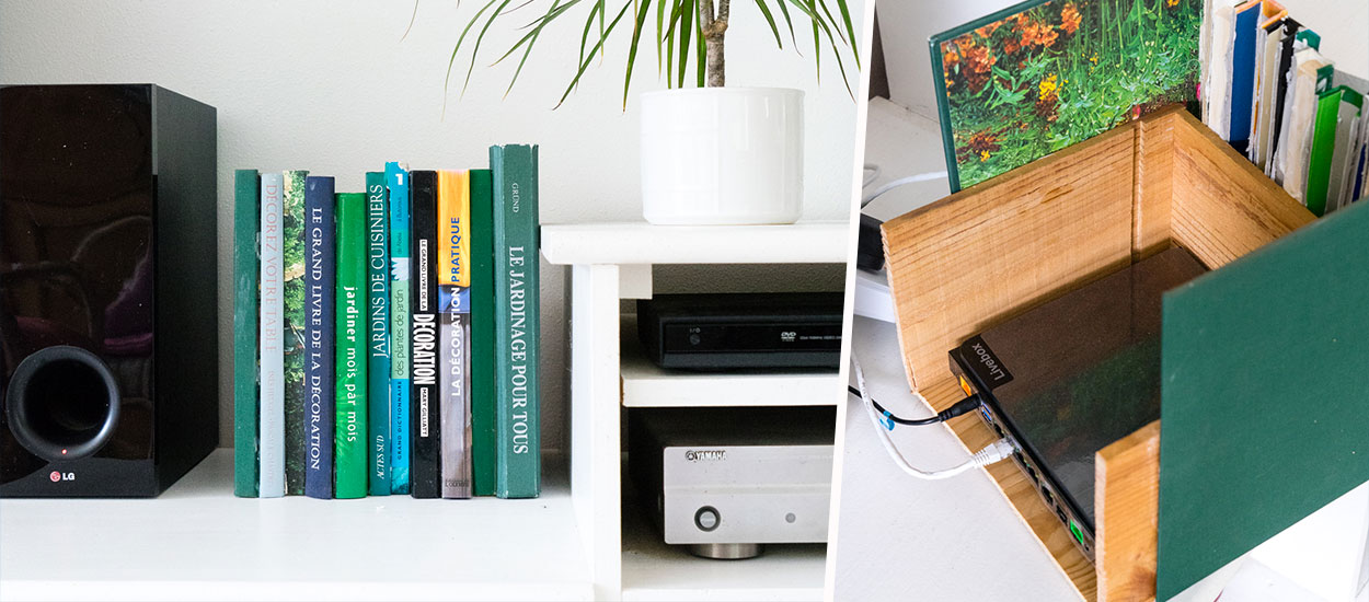 Fabriquez un trompe-l'œil bibliothèque pour cacher la box internet