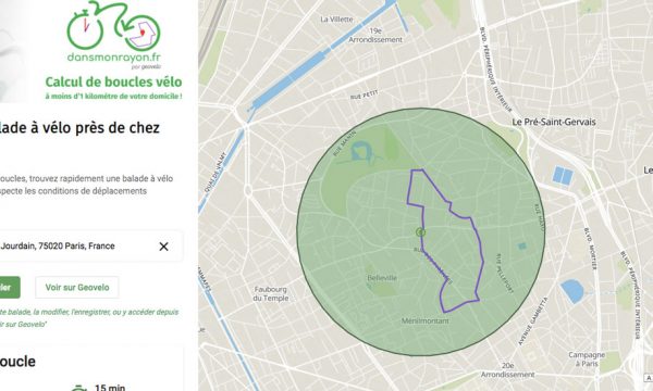 Ce site calcule des promenades à vélo autour de chez vous en restant dans un rayon d'1 km