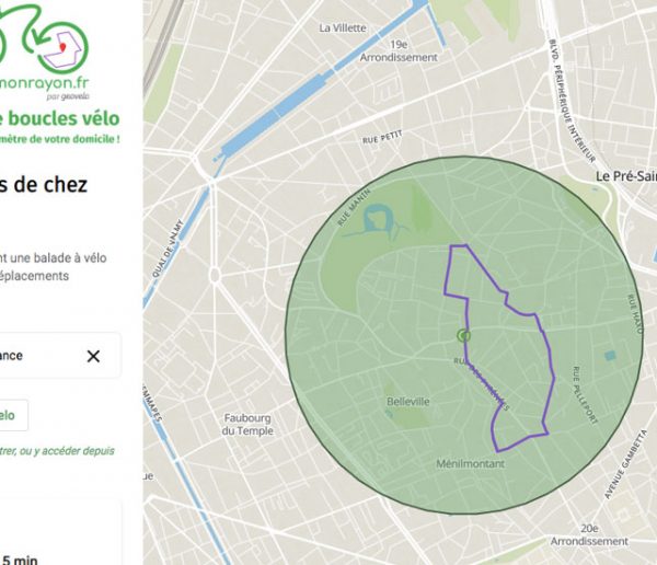 Ce site calcule des promenades à vélo autour de chez vous en restant dans un rayon d'1 km