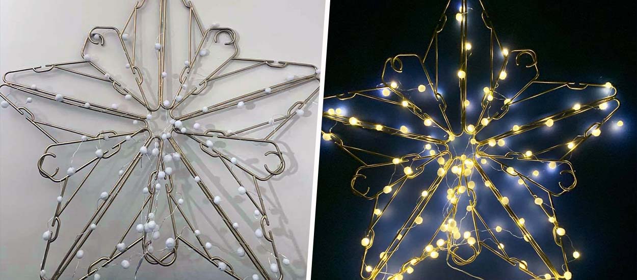 Tuto de Noël : Fabriquez une étoile lumineuse avec des cintres !