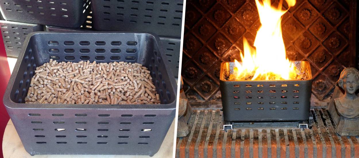 Panier Avec Du Bois De Chauffage Pour La Cheminée Dans Un Jardin