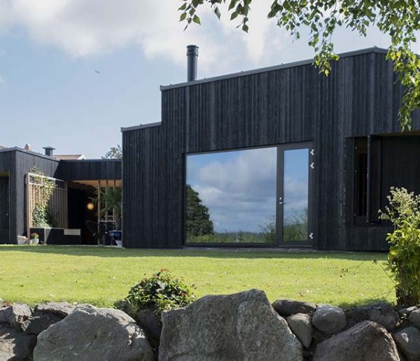 Tout seul, il construit sa maison moderne en bois brûlé