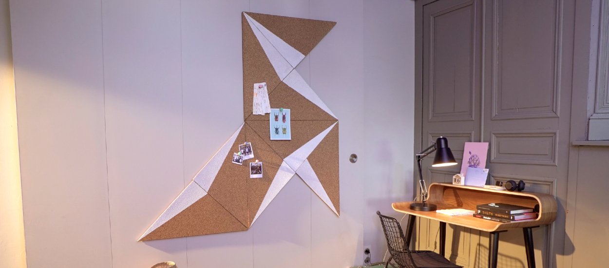 Tuto : Réalisez un pêle-mêle géométrique en liège pour votre bureau