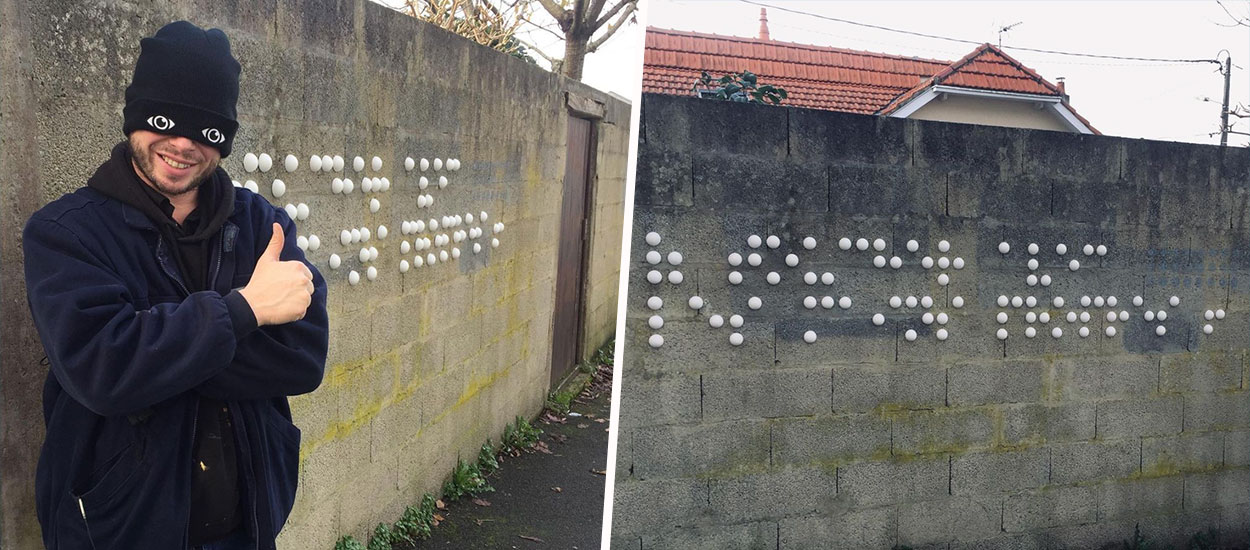 Ce street-artiste nantais fait des graffitis en braille pour que tout le monde en profite