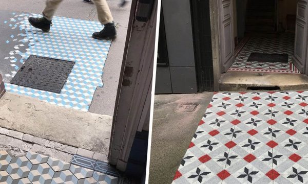Cet artiste peint de faux carreaux de ciment pour égayer les trottoirs