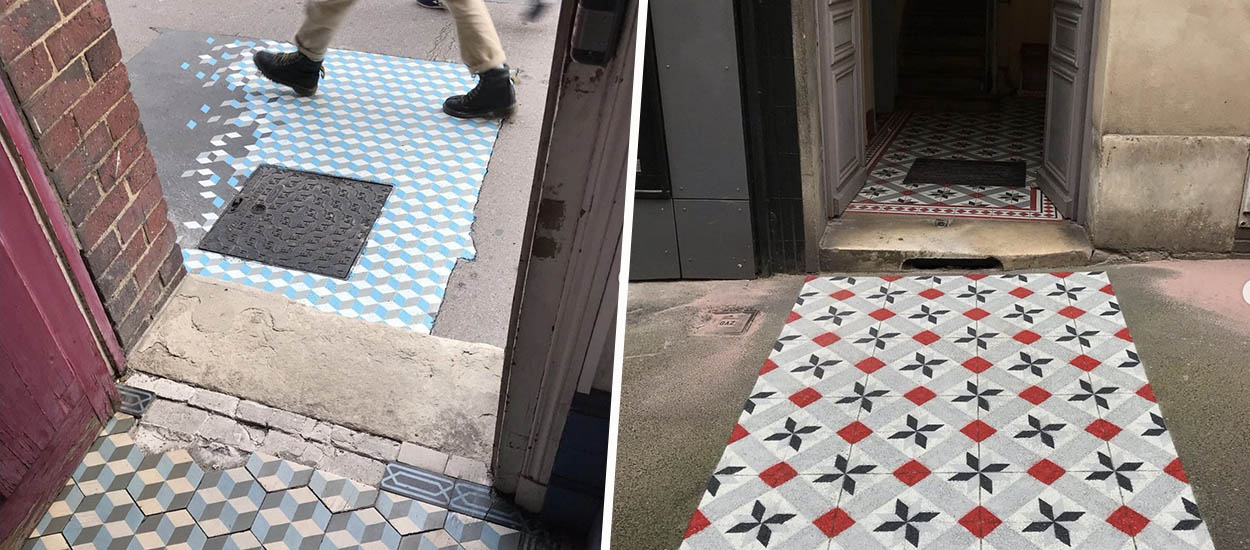 Cet artiste peint de faux carreaux de ciment pour égayer les trottoirs