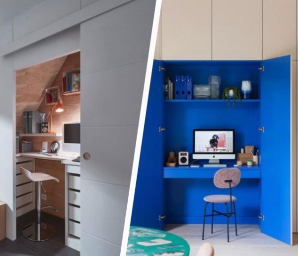 7 inspirations pour aménager un bureau dans un placard (oui, c'est possible !)
