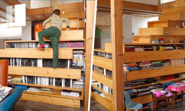 Cet escalier-bibliothèque spectaculaire fait le bonheur de toute la famille