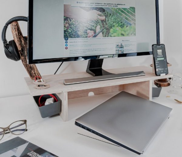 Réhausseur d'Écran d'Ordinateur en Bois,Moniteur Stand avec Tiroir