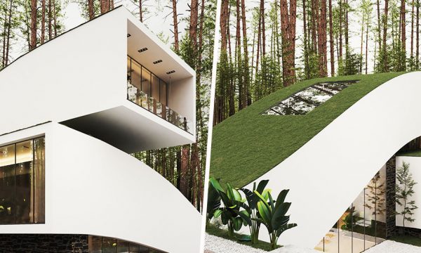 Découvrez cette étonnante maison d'architecte au toit végétalisé recouvert de gazon