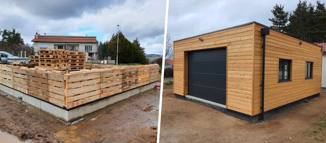 Construction écologique : ce garage a été monté avec des palettes de récupération