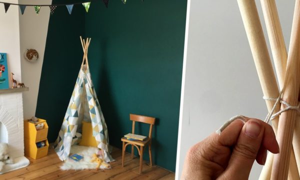 Tuto : Fabriquez un tipi pour vos enfants avec un rideau récup' et 5 tourillons