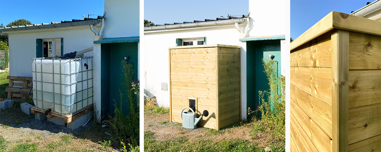 Tuto : Fabriquez un habillage en bois pour cacher votre récupérateur d'eau