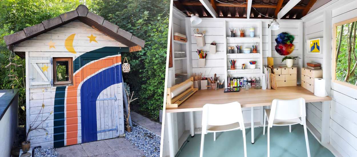Avant / Après : Cette artiste a transformé un abri de jardin abandonné en "cabane arc-en-ciel"
