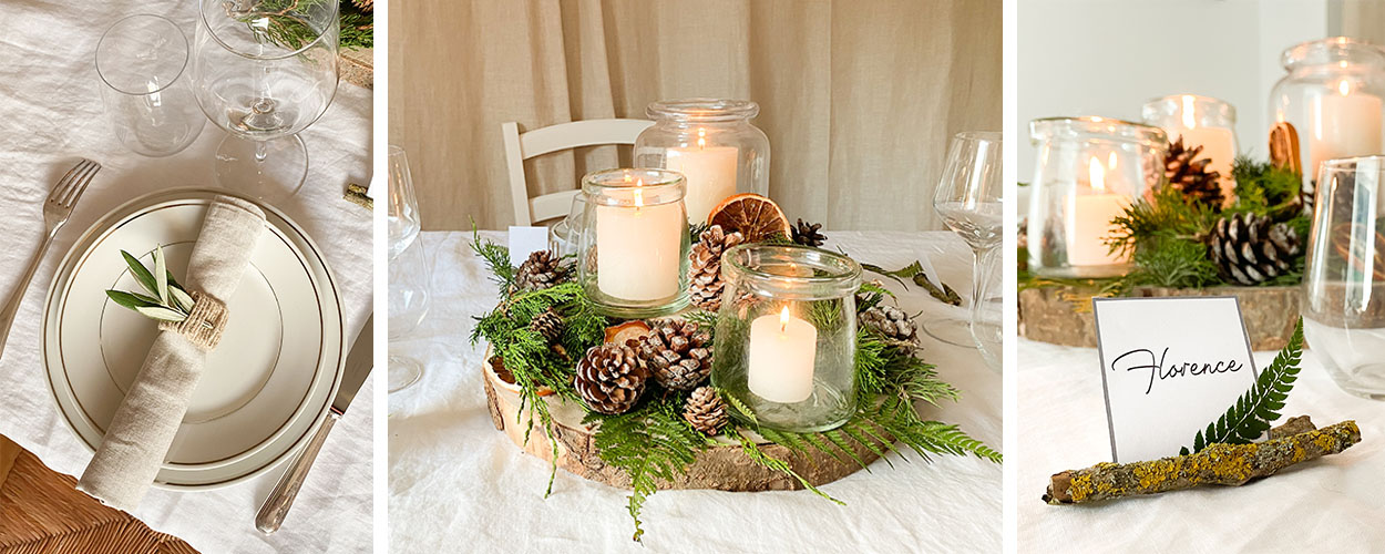 3 idées pour fabriquer une déco de table de Noël en matériaux naturels