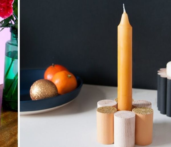 Tuto : Fabriquez une série de bougeoirs tendances avec des tourillons pour une déco de Noël chic