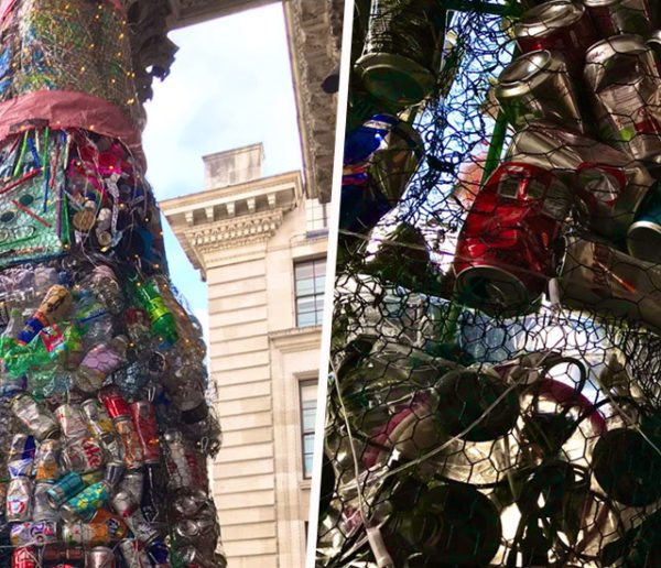 Le lord-maire de Londres choisit un sapin de Noël fabriqué en déchets trouvés dans la rue