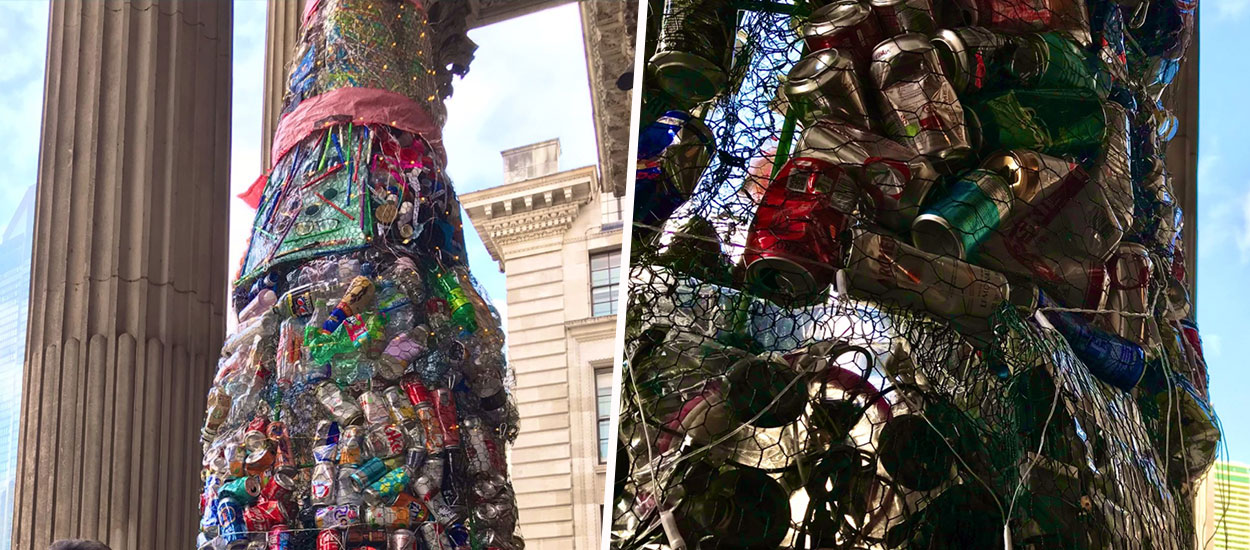 Le lord-maire de Londres choisit un sapin de Noël fabriqué en déchets trouvés dans la rue
