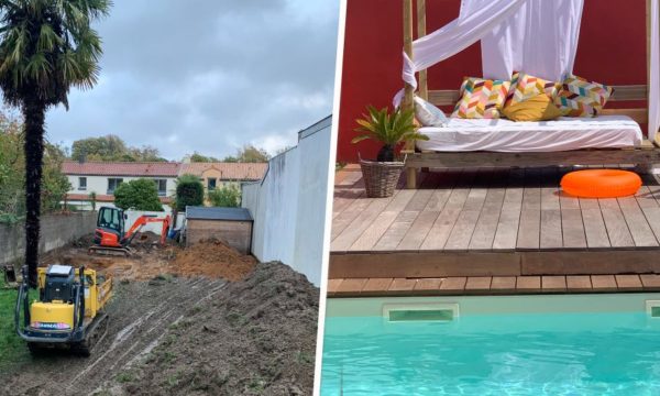Avant / Après : Ils ont construit eux-mêmes une magnifique piscine avec terrasse coulissante