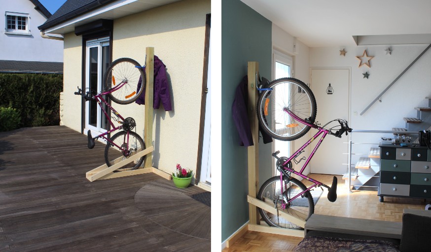 6 inspirations pour fabriquer un range-vélo en bois intérieur ou extérieur