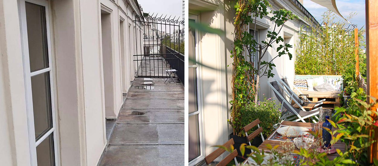 Elle a aménagé son balcon en un véritable petit paradis vert