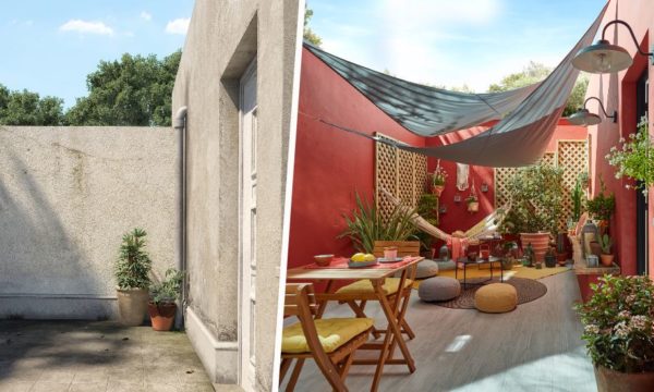 Avant / après : Comment transformer une cour bétonnée en terrasse colorée pour l'été ?