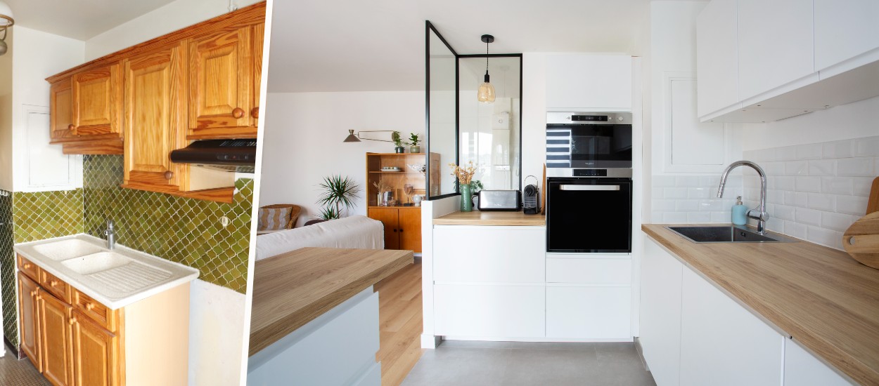 Avant / Après : Une cuisine ouverte et minimaliste pour optimiser l'espace