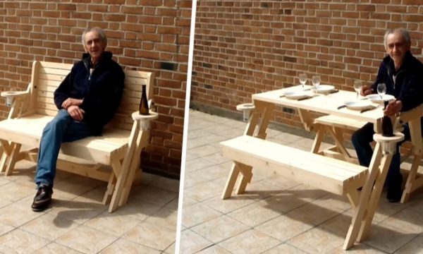 Ce bricoleur offre les plans de ce banc qui se transforme en table de pique-nique