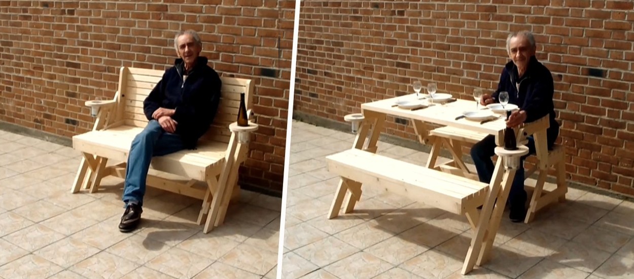 Ce bricoleur offre les plans de ce banc qui se transforme en table de pique-nique