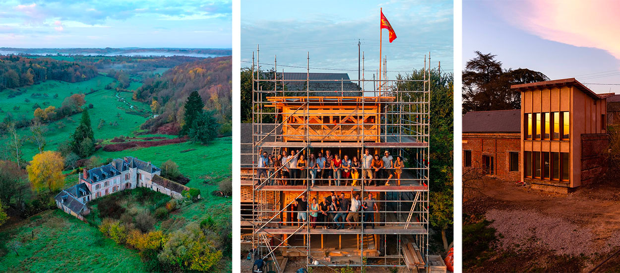 Un domaine en ruines rénové avec des matériaux locaux et de la low tech en Normandie